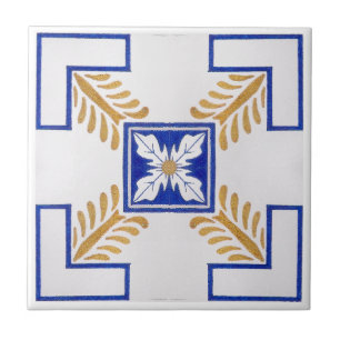 Bleu Blanc Jaune Azulejo Portugais Carreaux Motif