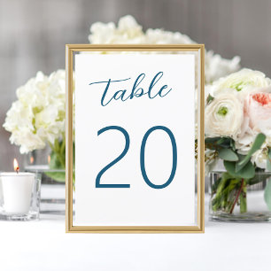 Bleu blanc Mariage écrit à la main Numéro de table