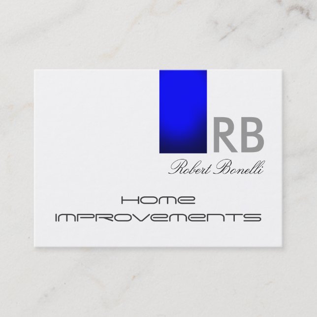 Bleu Blanc Monogramme Accueil Réparations Carte de (Devant)