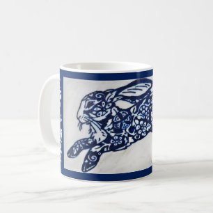 Bleu & Blanc Oriental Rabbit Designer Café Mug