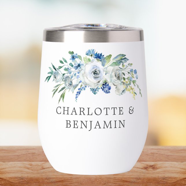 Bleu blanc pivoine Floral Custom Printemps Mariage (Créateur téléchargé)