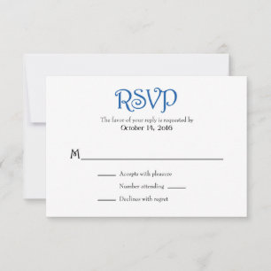Bleu Blanc Plaine Simple Mariage Cartes RSVP