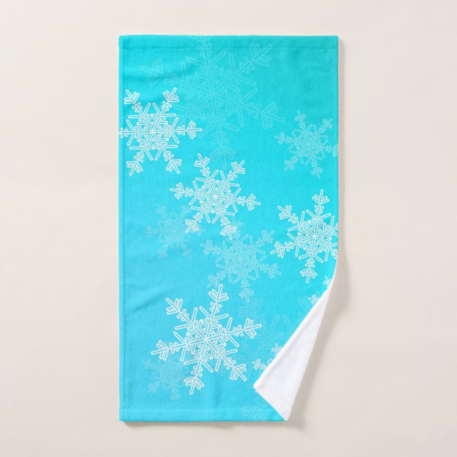 Bleu Blanc Snowflakes minimaliste Noël (Serviette à main)