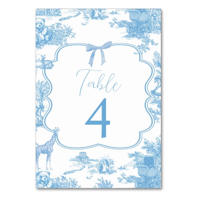 Bleu Blanc Toile de Jouy French Table Numéro (Par défaut)