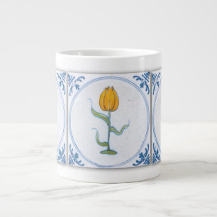 Bleu Blanc Tulipe Faux Carreaux Café Mug