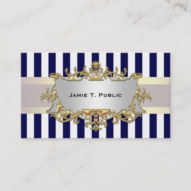 Bleu Blancs, Ruban Blanc, Étiquette encadré Or (Devant)