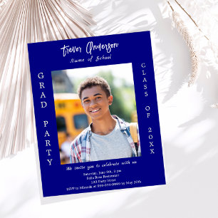 Bleu bleu blanc de la fête de graduation invitatio
