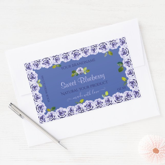 Bleu Bleu Étiquette mignon Roses (Enveloppe)