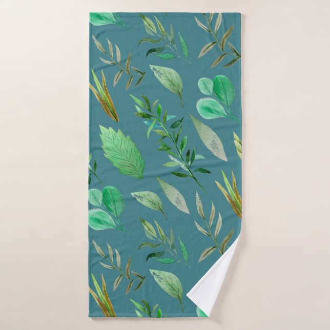 Bleu bleu ou en acier d'ardoise avec la décoration (Serviette de bain)