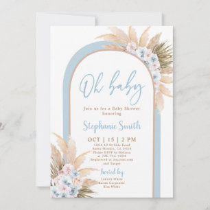 Bleu Boho Arch Baby shower garçon Invitation
