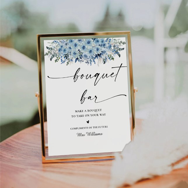 Bleu Boho Fête des mariées Bouquet Bar Panneau (Créateur téléchargé)