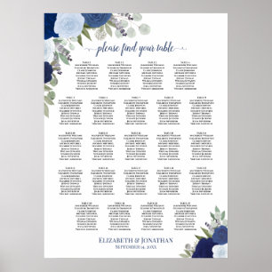 Bleu Boho Floral 23 Tableau Mariage