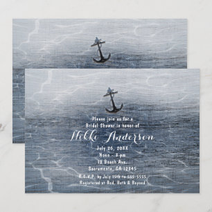 Bleu Bois Élégant Nautique Plage mer Invitations