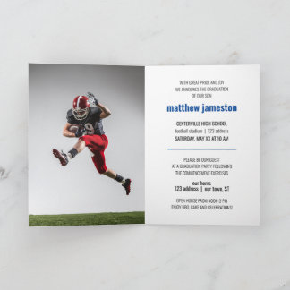 Bleu Bold & Moderne Photo Graduation Invitation