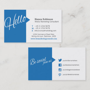 Bleu bonjour citation carte de visite des médias s