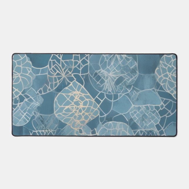 Bleu Botanique Géométrique Batik (Recto)