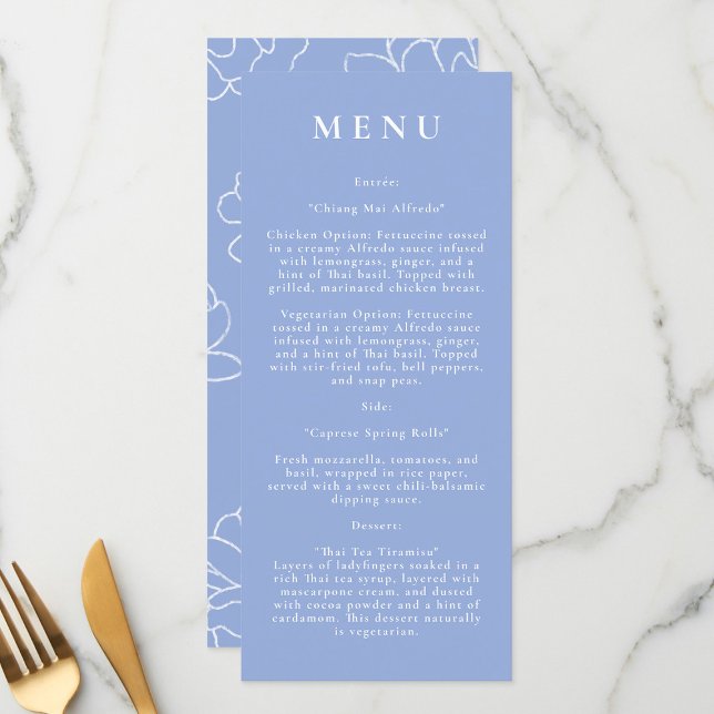 Bleu Botanique Moderne Menu Mariage (Créateur téléchargé)