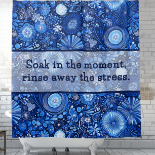 Bleu Botanique Shibori Dit Douche Rideau