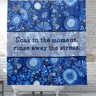 Bleu Botanique Shibori Dit Douche Rideau