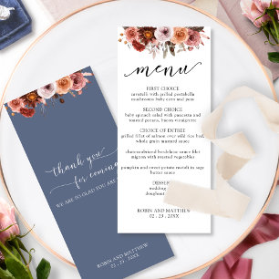 Bleu Bourgogne, Blush Intricte Floral Menu Mariage