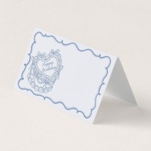 Bleu Bow Retro Coquette gâteau Anniversaire Cartes