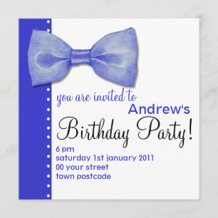 Bleu BowTie Invitation Anniversaire