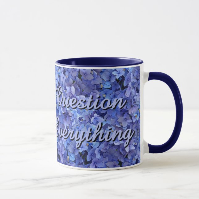 Bleu brillant Hydrangée Inspirationnelle Mug (Droite)