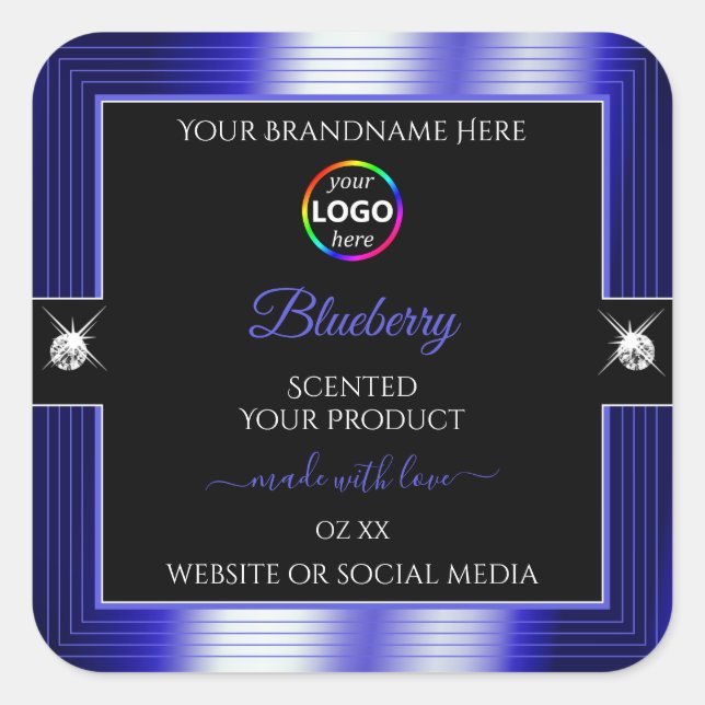 Bleu brillant noir avec logo Étiquette produit (Devant)