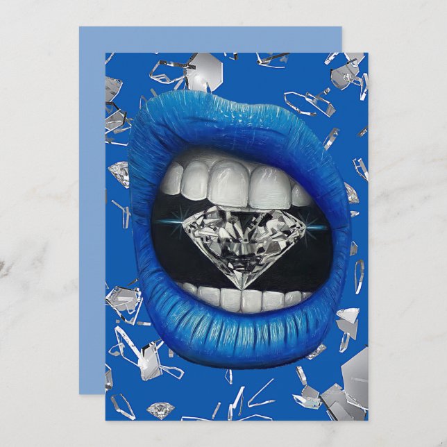 Bleu brisé verre et diamants sac fourre-tout merci (Devant / Derrière)