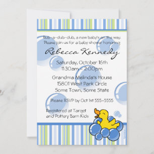 Bleu Bubble Ducky Baby Shower Invitations