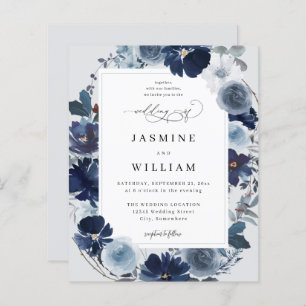 Bleu budget et floral marine sur Mariage bleu clai