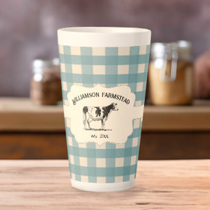 Bleu Buffalo Plaid Farm Cow Latte Mug