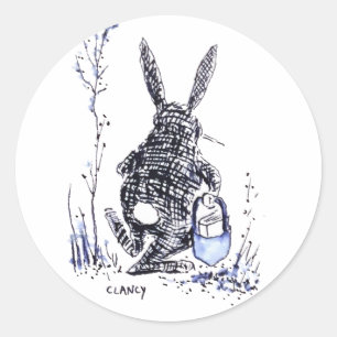 Bleu Bunny Livre autocollant