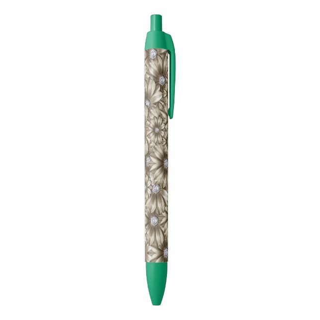 Bleu Cadeau de stylo à fleurs de diamant (Bas (Vertical))