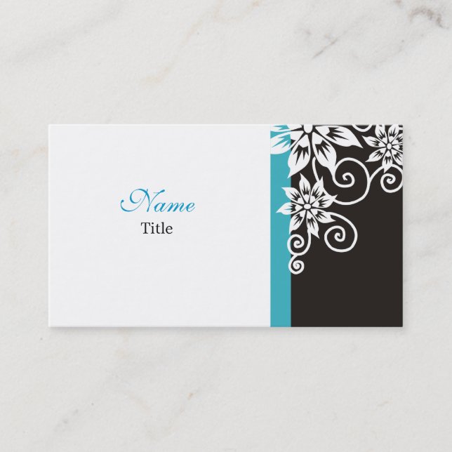 Bleu : : Cartes de visite noirs et blancs élégants (Devant)