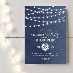 Bleu Chaîne Lights Graduation Party Invitation
