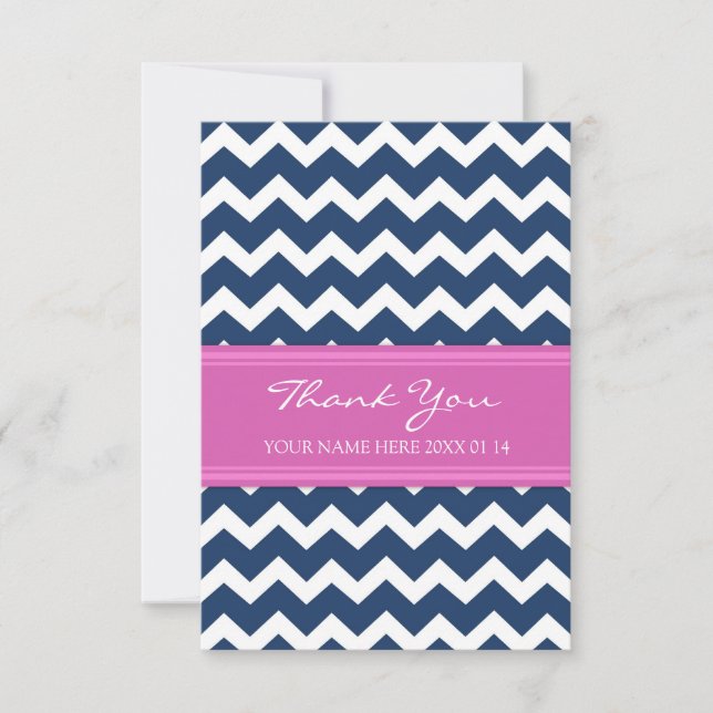 Bleu Chevron de rose de cartes de Merci (Devant)