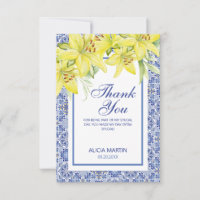Bleu Chic Portugais Azulejo Jaune Lily Merci
