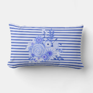 Bleu Chic Rayures Lancer Oreiller