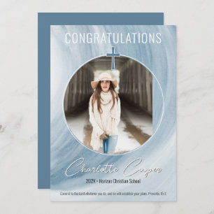 Bleu Christian Graduation Photo Invitation