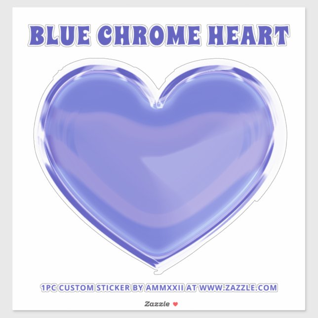 Bleu Chrome Personnalisé Coeur Sticker (Feuille)