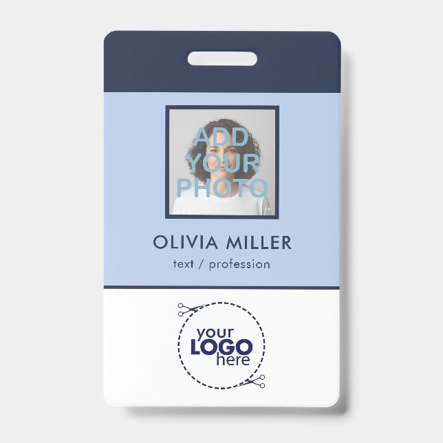 Bleu ciel doux - Badge d'identité minimaliste (Avant)