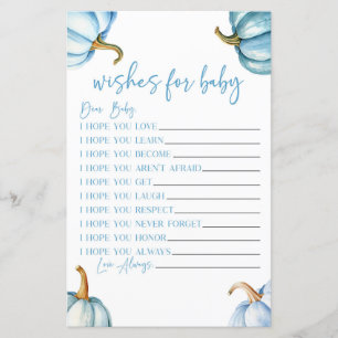 Bleu Citrouille Chute des voeux pour Baby shower j