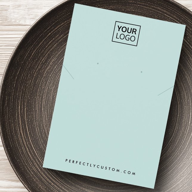 bleu clair ajouter logo collier carte d'affichage  (Light blue add logo necklace earring display card)