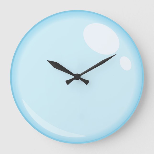 Bleu clair Boule Salle de bain Horloge murale (Recto)