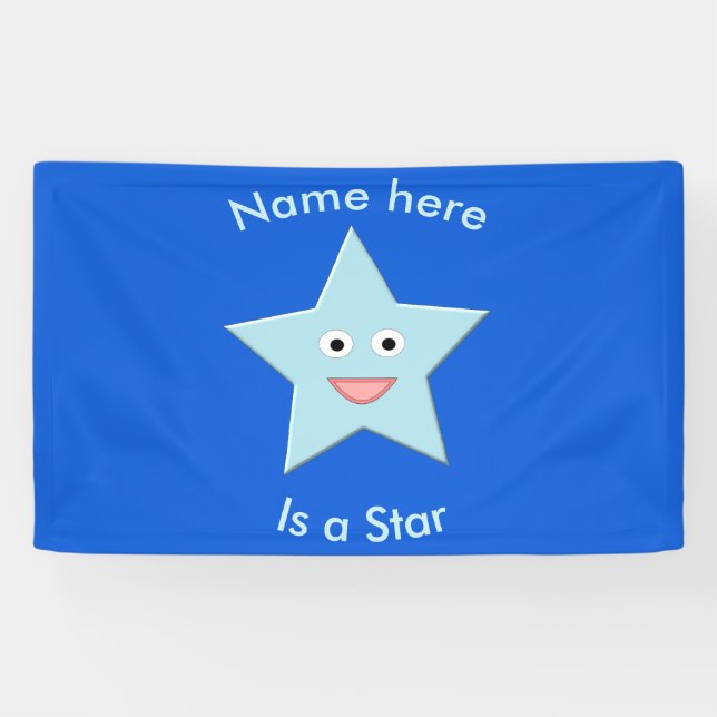 Bleu clair Célébration Star Bannière personnalisée (Horizontal)