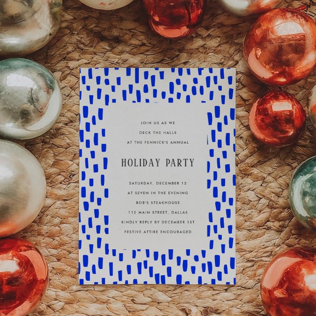 Bleu clair Dashing Fête Invitation (Bright Blue Dashing Holiday Party Invitation)