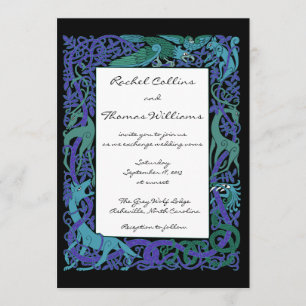 Bleu clair de lune Animaux celtiques Faire-part de