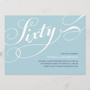 Bleu clair Élégant 60e anniversaire Invitations