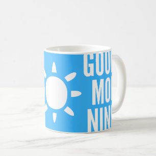 Bleu clair élégant Bon Matin Soleil Thé Mug